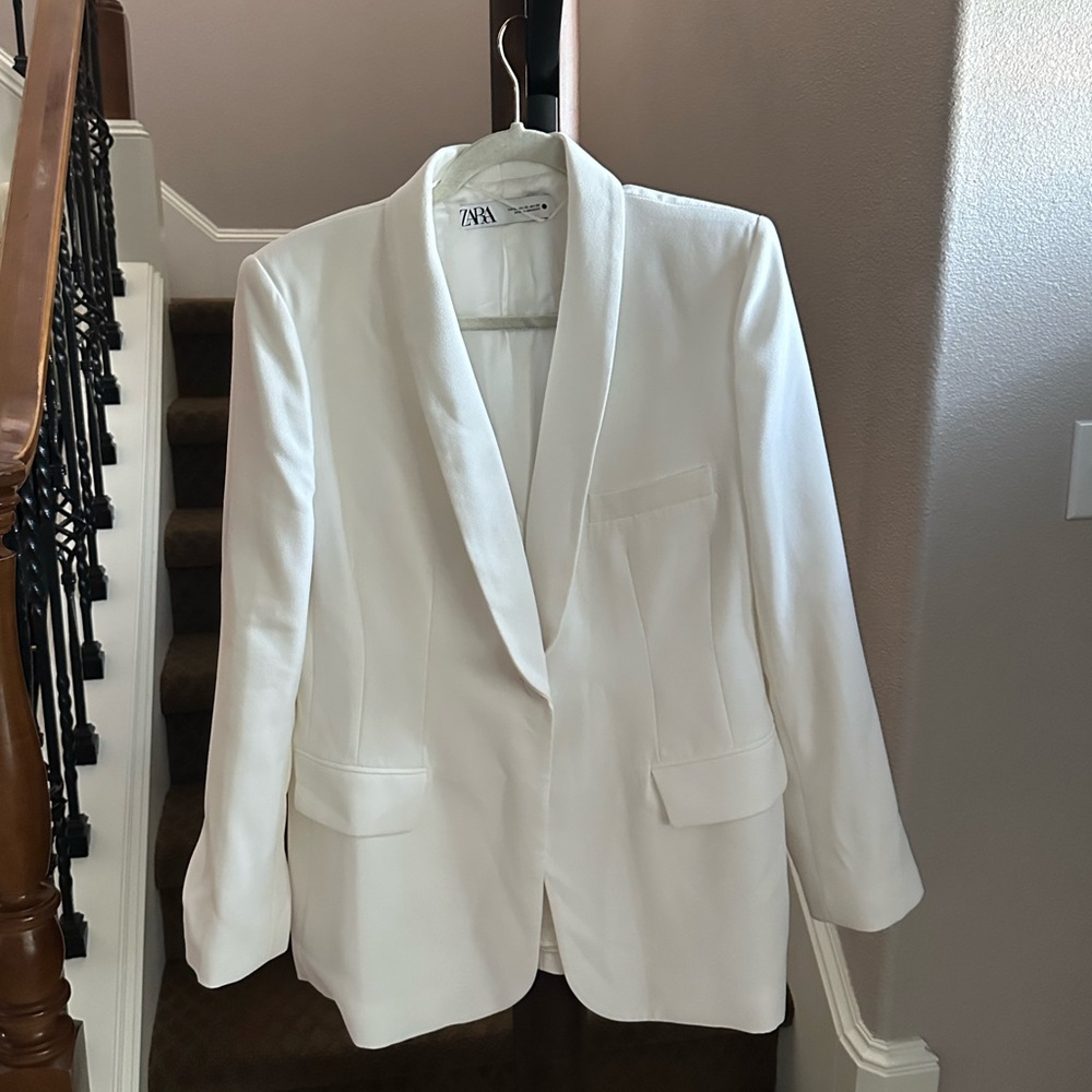 White Longline Heavyweighted Blazer
